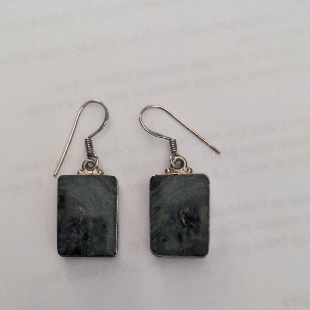 New Green Kabamba Gemstone Earrings, Silver, Drop Dangle, Shepherd Hooks, Boxed - Picture 3 of 4